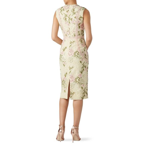 Dress The Population Penelope Sleeveless Sheath Cream Pink Green Lace M NWT - Picture 7 of 10